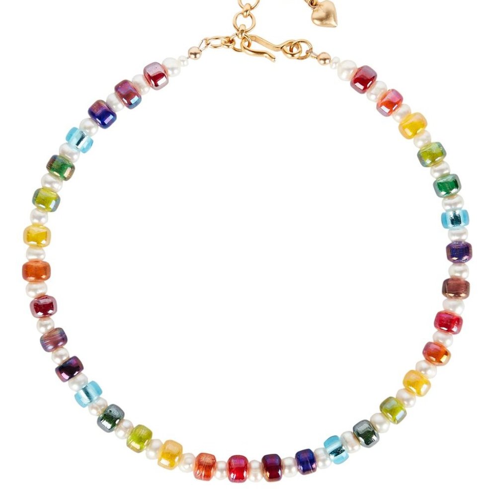Brinker & Eliza Rainbow Candy necklace w/ Freshwater Pearls